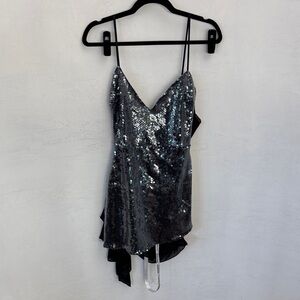 Mistress Rocks Silver Sequin Spaghetti Strap Mini Dress